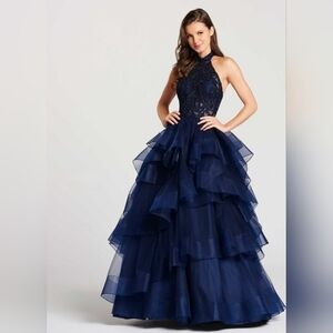 Ellie Wilde By Mon Cherie, Navy Lace And Tulle Ball Gown, Size 12